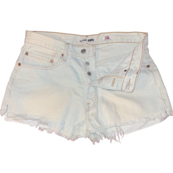 NWOT RE/DONE x Levi's THE SHORT Cut Off Denim Shorts 27 Vintage Light Distressed - Picture 5 of 16